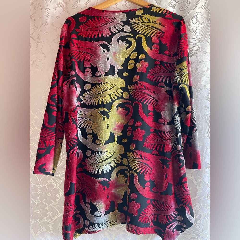 Multiples Red Gold Black White Patterned Assymetr… - image 3